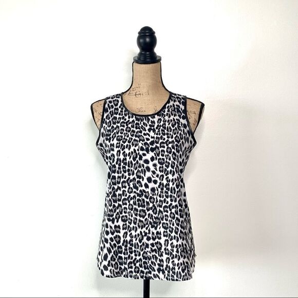 Violet & Claire Tops - Violet & Claire Leopard Tank with Faux Leather Trim, Size S